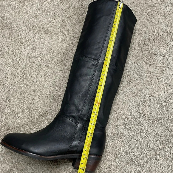 Faryl Robin Black Leather Heeled Riding Tall Boots  Size 7 - Picture 7 of 12